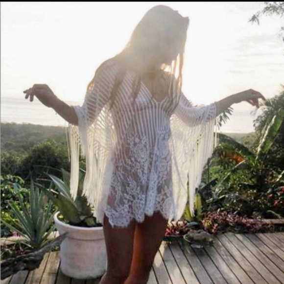 NEW Bohemian  White Fringe Kimono - Picture 2 of 8